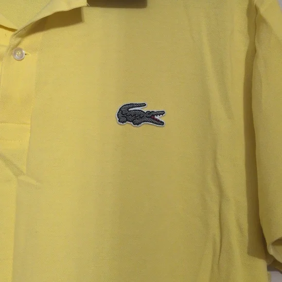 GUC Lacoste men's yellow polo with contrasting gray collar, size 7 (XXL) - Picture 2 of 8